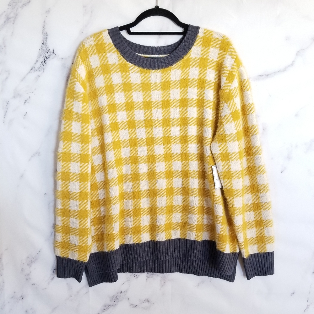 SUSINA Crewneck gingham Sweater